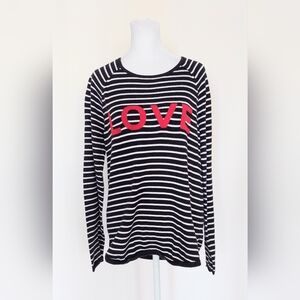 Project J Love Sweater 100% Cotton Size Small Black White Stripes